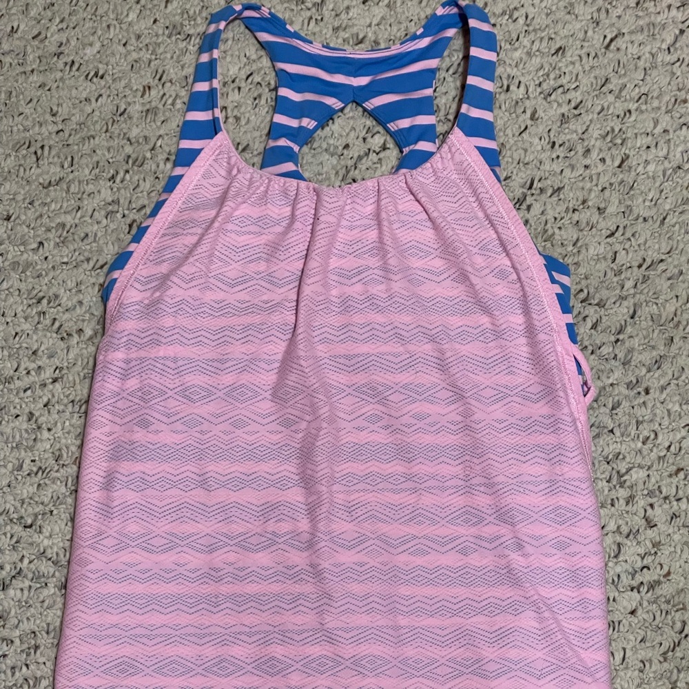Ivivva Pink and Blue Striped Tank Top